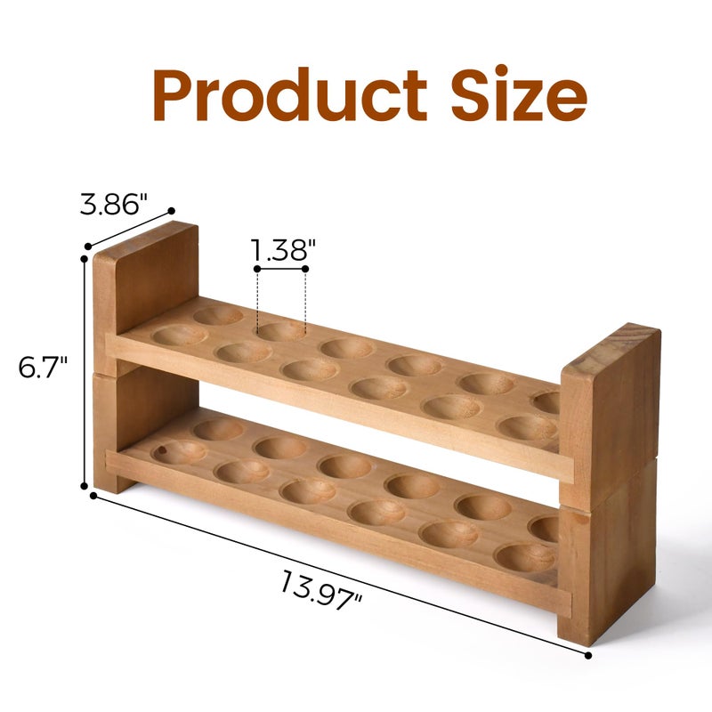 Sishynio Double Layer Egg Tray Holder Countertop - Wooden Fresh Egg Rack Stackable Storage Basket, 2 Tier Egg Organizer for Farmhouse Kitchen Refrigerator - Image 2