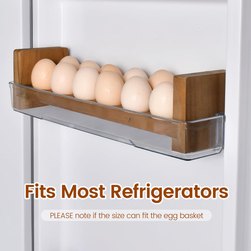 Sishynio Double Layer Egg Tray Holder Countertop - Wooden Fresh Egg Rack Stackable Storage Basket, 2 Tier Egg Organizer for Farmhouse Kitchen Refrigerator - Image 3