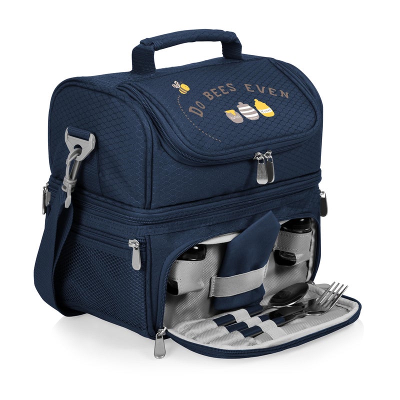 PICNIC TIME Disney Winnie the Pooh Pranzo Insulated Lunch Box, Soft Sided Lunch Bag with Picnic Set, Dual Compartment Cooler Lunch Box, (Navy Blue) - Image 2