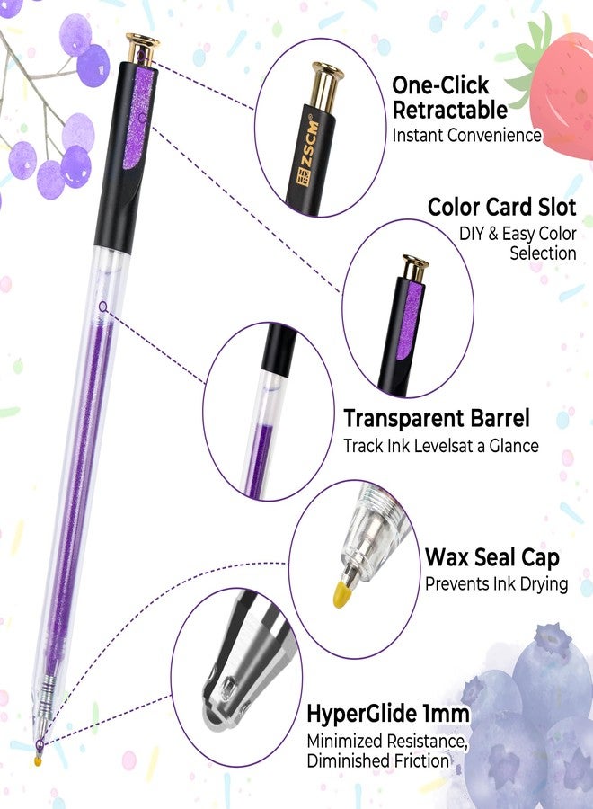 ZSCM Retractable Gel Pen For Adult Coloring, 100 Colors Large Capacity Multicolor Gel Ink Pens, 1 mm Fine Point Smooth Writing Color Pen for Adult Coloring Book Note Taking Aesthetic Art Supplies - Image 2