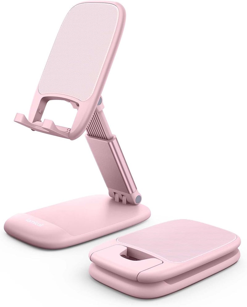 Lamicall Pink Phone Holder, Desk Accessories - Rose Gold Pink Office Cell Phone Holder, Desktop, Office Desks Accessories, Desk Decor Gifts for Women, for Mothers Day, 4-8'' Telephone Stand - Image 2