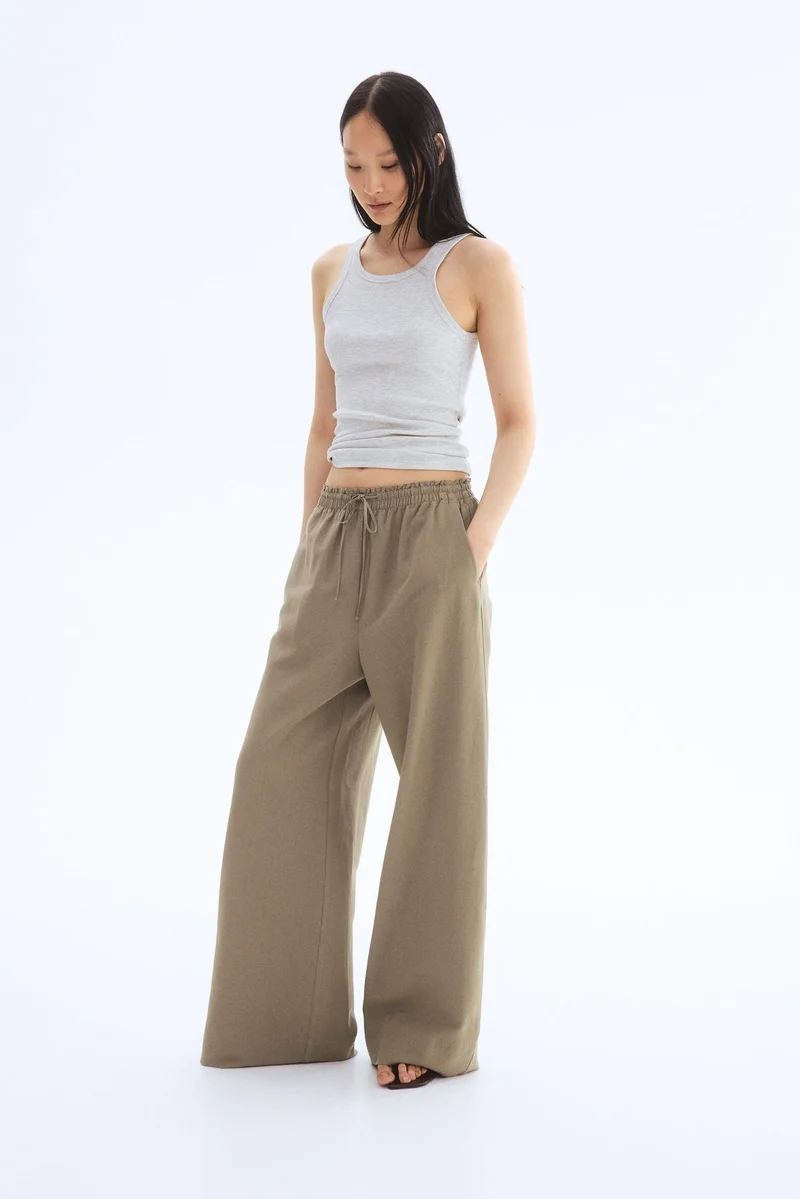 H&M Wide linen-blend trousers
