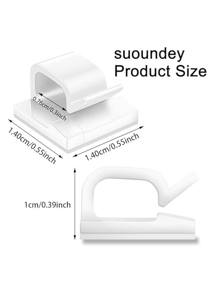 erorex 100 Pcs Cable Clips, Adhesive Cable Organizer Cord Holder Wire Clip Wire Management Self Adhesive Hooks Wire Holder for Office, Home (White) - Image 2