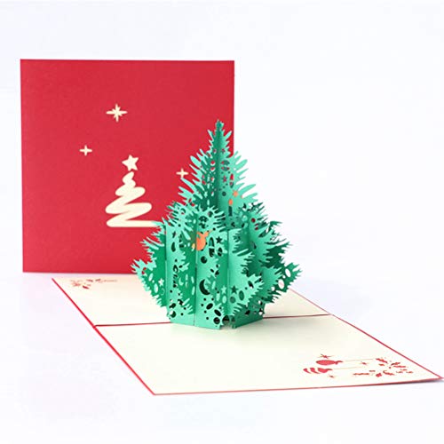 ENJOYPRO 3D Pop Up Christmas Tree Greeting Cards, Laser Cut card with Envelope for Xmas and Happy New Year (3D Christmas Tree, Pack of 1) - Image 2
