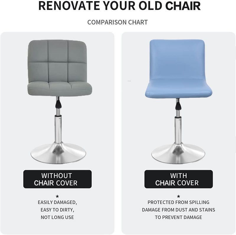 Deisy Dee Deisy Dee Waterproof Bar Stool Chair Covers  PU Leather Barstools Chair Covers  Spandex Slipcover for Short Stool Chairs (Blue  2)  - Image 3