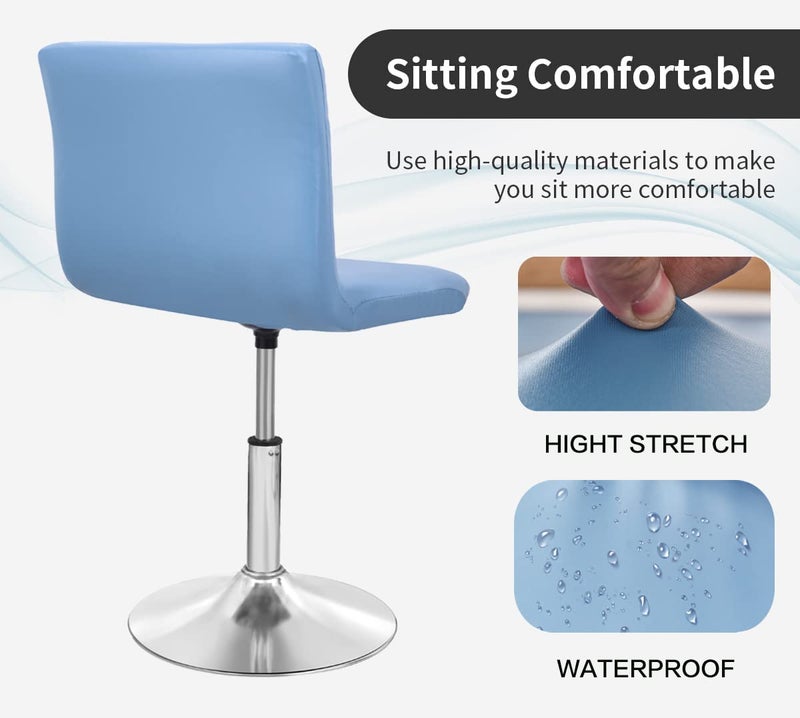 Deisy Dee Deisy Dee Waterproof Bar Stool Chair Covers  PU Leather Barstools Chair Covers  Spandex Slipcover for Short Stool Chairs (Blue  2)  - Image 5