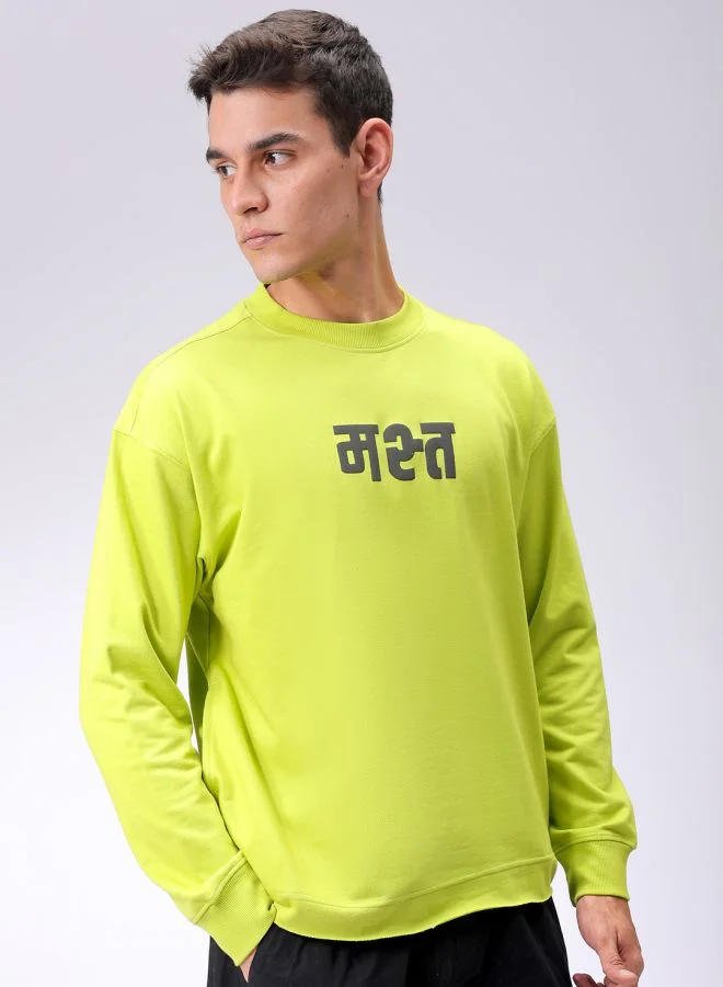 ذا انديان كراج كو Men Relaxed Fit Placement Print Crew Neck Overhead Sweatshirt