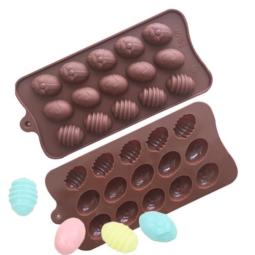 Oskrieel Easter Silicone Chocolate Mold Egg Shaped Silicone Fondant Chocolate Mold, Baking Molds for Easter Candy Mini Soap, Cake Bread Cupcake Cheesecake Muffin and Jello 2 Pcs - Image 1