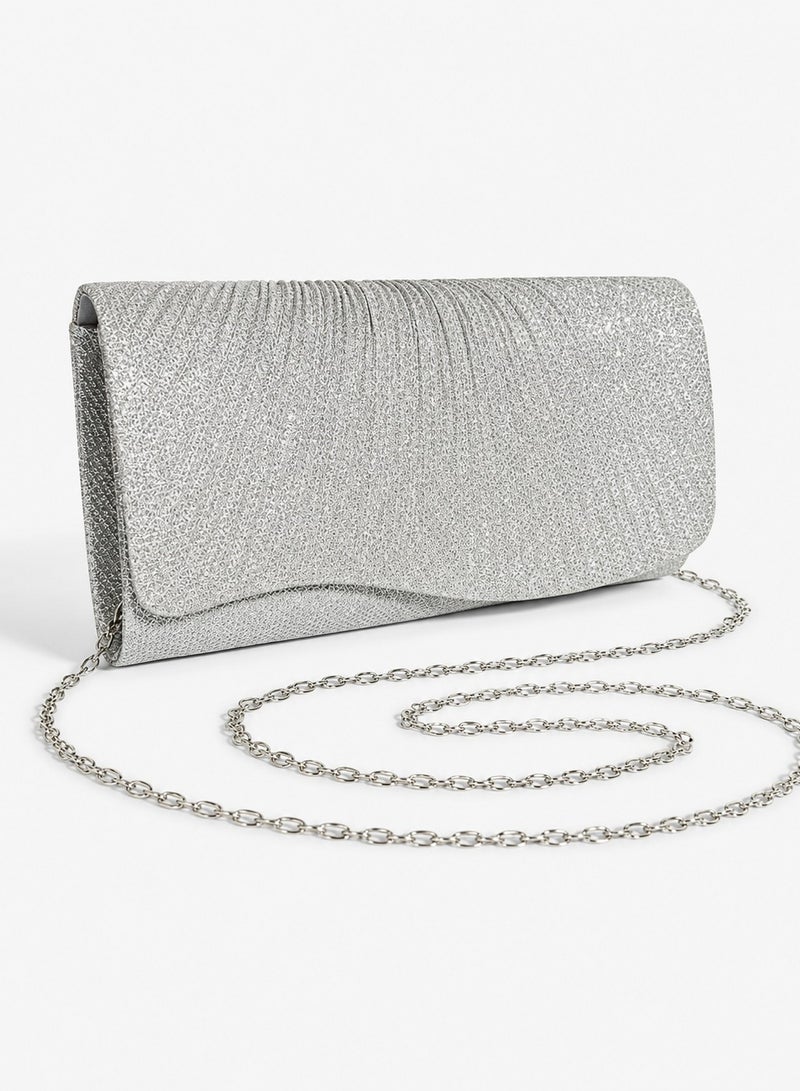 Women Evening silver Clutch Shimmer Pleated Elegant Design for Special Occasions - Image 5