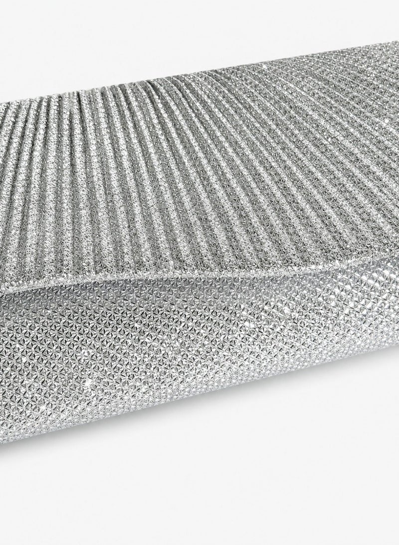 Women Evening silver Clutch Shimmer Pleated Elegant Design for Special Occasions - Image 4
