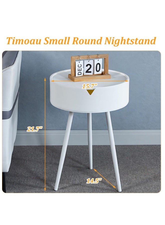 Arahome Creative 40cm Wide Nightstand Stylish Small Side Table Thickened Artistic Cute Bedside Cabinet for Bedroom Living Room(Khaki) - Image 2