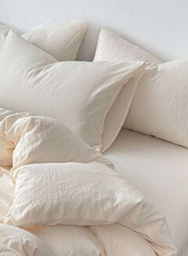 LUNA Home Queen size 6 piece bedding set without duvet, washable cotton milky white color. - Image 4