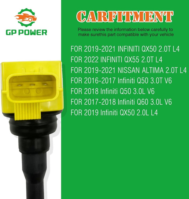 GP POWER Ignition Coil UF819 UF841 Compatible with Infiniti Q50 Q60 QX50 QX55 and Nissan Altima - Image 4