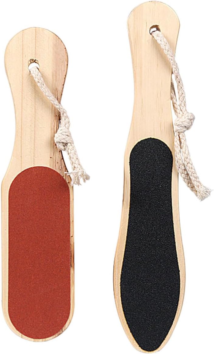 2pcs Double-Sided Wooden Foot Scrubbers Foot Skin Exfoliating Boards with Coarse and Fine Grit for Dead Skin Removal Pedicure Tools for Home and Travel Use - Image 1