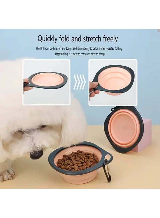 Gray Green Collapsible Dog Bowl with Carabiner Portable Travel Pet Food Water Dish - Image 2