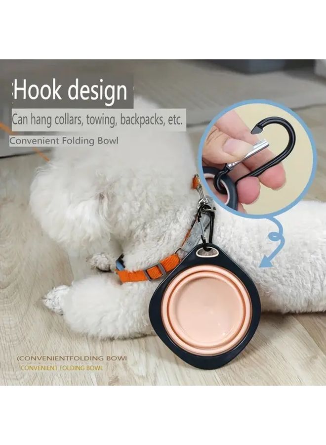 Gray Green Collapsible Dog Bowl with Carabiner Portable Travel Pet Food Water Dish - Image 1