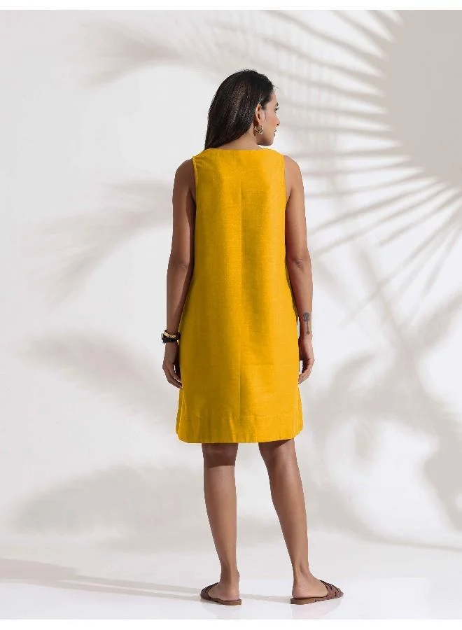 trueBrowns Mustard Sleeveless Shift Dress
