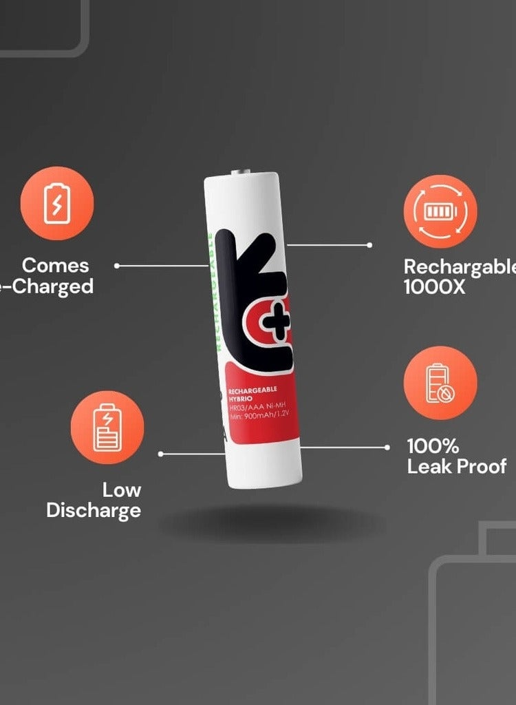 Uniross Ni-MH Rechargeable AAA Battery 1000mAh (Pack of 4) - Image 3