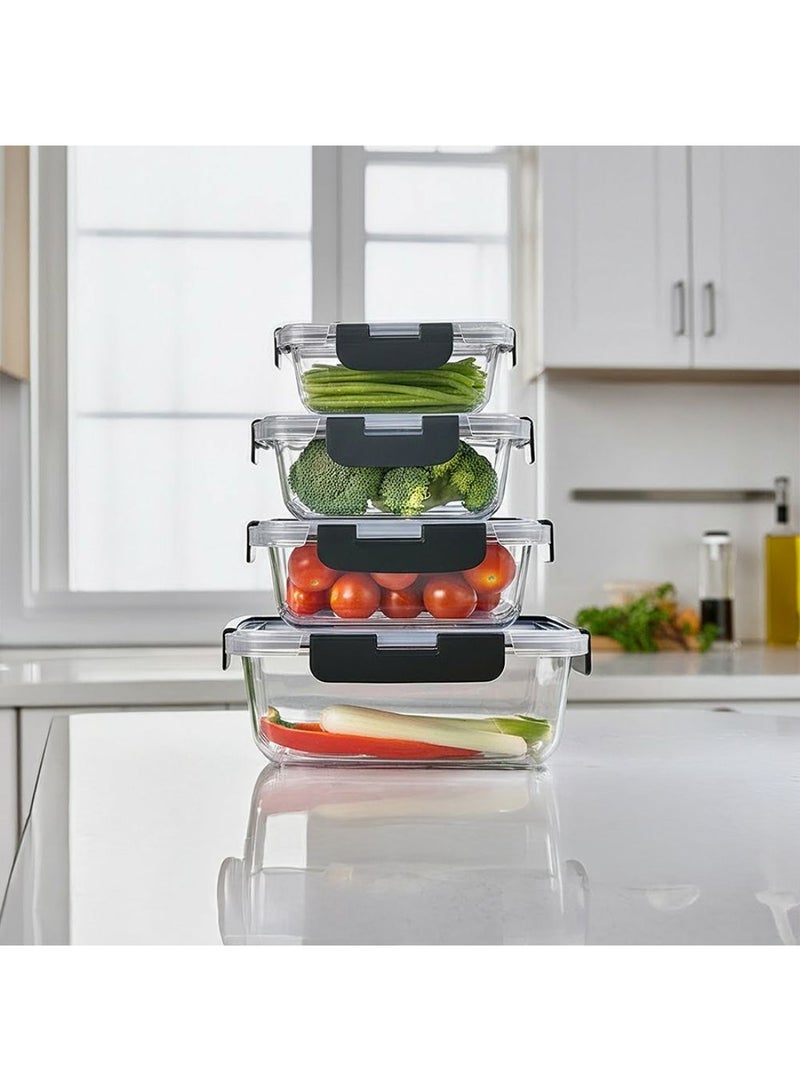 DANUBE HOME Kitchen Essentials 4-Piece Food Storage Glass Container Set – Durable Glass Jars for Pantry, Spice, Coffee Storage, BPA-Free, Leak-Proof, Kitchen Organization Solution - Image 5