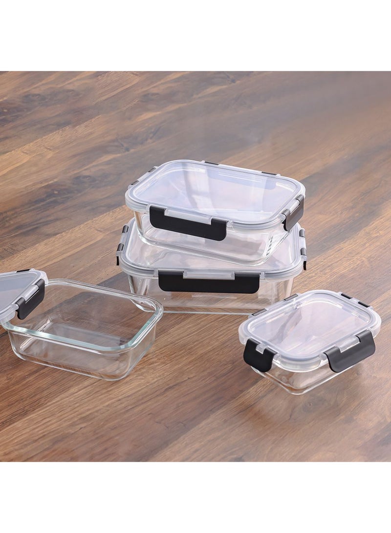 DANUBE HOME Kitchen Essentials 4-Piece Food Storage Glass Container Set – Durable Glass Jars for Pantry, Spice, Coffee Storage, BPA-Free, Leak-Proof, Kitchen Organization Solution - Image 1