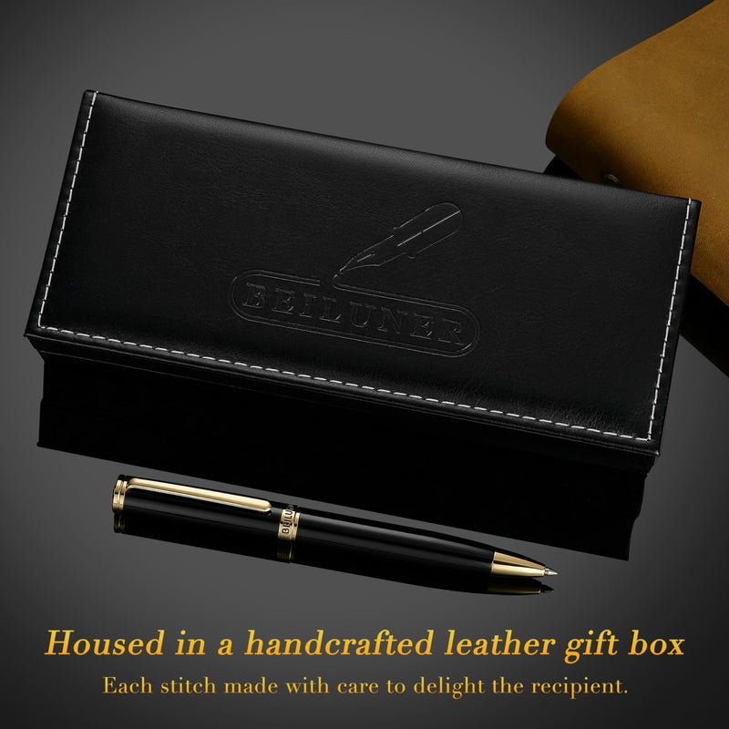 BEILUNER Luxury Gel Pen with 24K Gold Finish, Black Piano Lacquer, Luxury Grade Craftsmanship, Best Pen Gift Set for Men and Women, Professional, Executive, Office, Retractable Nice Pens - Image 5