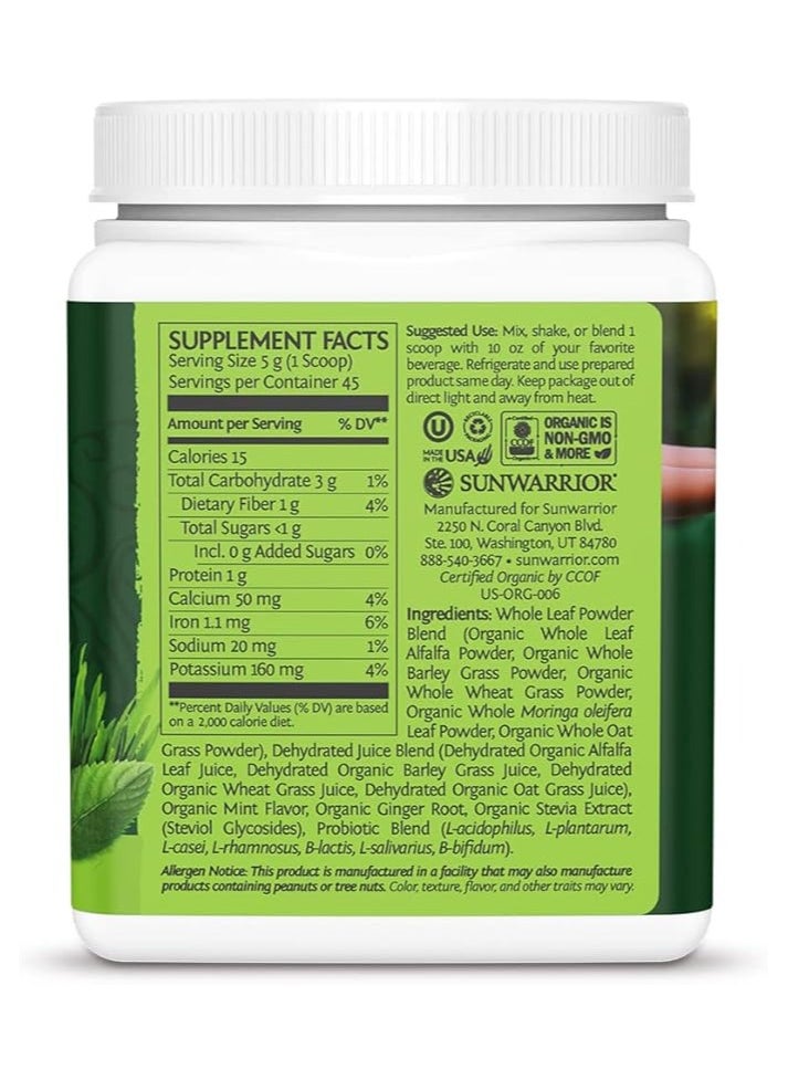 Sunwarrior Sunwarrior Ormus Supergreens Organic Protein Powder Mint – Plant-Based, Keto-Friendly, 225g  - Image 2