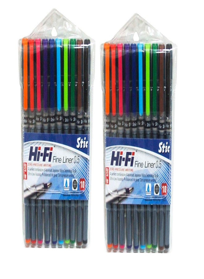 Stic Fine Writer Micro Ball Pen (Assorted, Multicolour) - Pack of 20 Pens