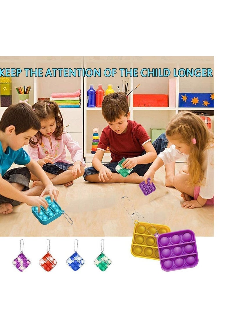 Y&D Bubble Sensory Fidget Toy, Keychain Finger Decompression Mini Rainbow Pendant Autism Special Needs Stress Reliever Silicone Squeeze Toy  - Image 2