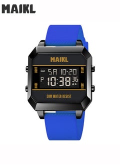 MAIKL Watch for Men Waterproof Analog+Digital Stainless Case Steel Wrist Watch Black Case Blue Strap 41mm  - Image 1