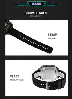 MAIKL Watch for Men Waterproof Analog+Digital Stainless Case Steel Wrist Watch Black Case Blue Strap 41mm  - Image 3