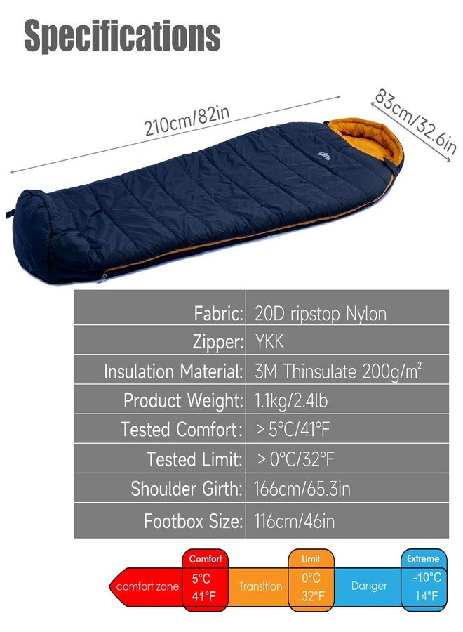 iClimb 3M Thinsulate Insulation Mummy Sleeping Bag with Compression Sack Ultralight Compact Warm Washable for Adults Indoor Outdoor Backpacking Camping Hiking (41F, Black) - Image 5
