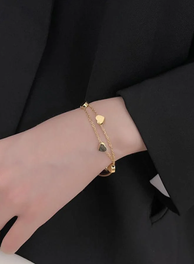 Take Two Gold Heart Charm Bracelet