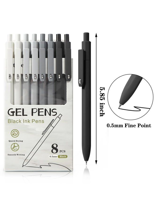Piochoo Gel Pens, 8Pcs Quick Dry Black Ink Soft Touch Best Pen for Smooth Writing Journaling, Note Taking, School Supplies, Cute Office Pens for Men Nurse Aesthetic - Image 2