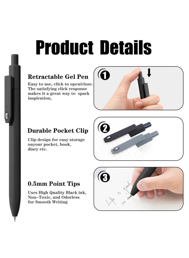 Piochoo Gel Pens, 8Pcs Quick Dry Black Ink Soft Touch Best Pen for Smooth Writing Journaling, Note Taking, School Supplies, Cute Office Pens for Men Nurse Aesthetic - Image 3