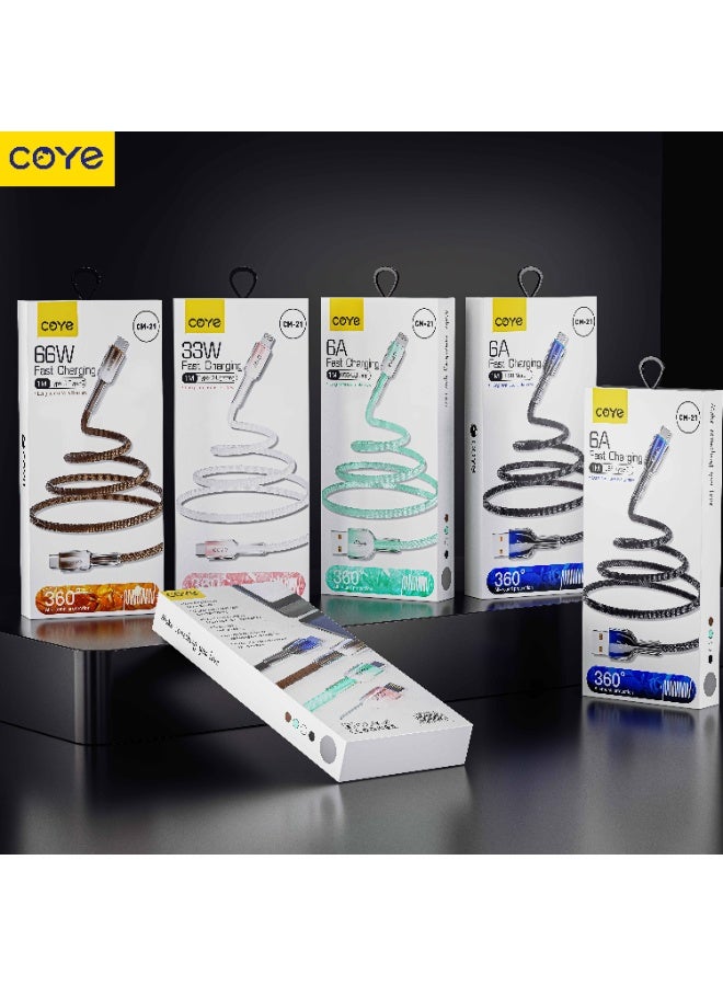 Coye 6A USB-A to USB-C Fast Charging Data Cable,  White - Image 2