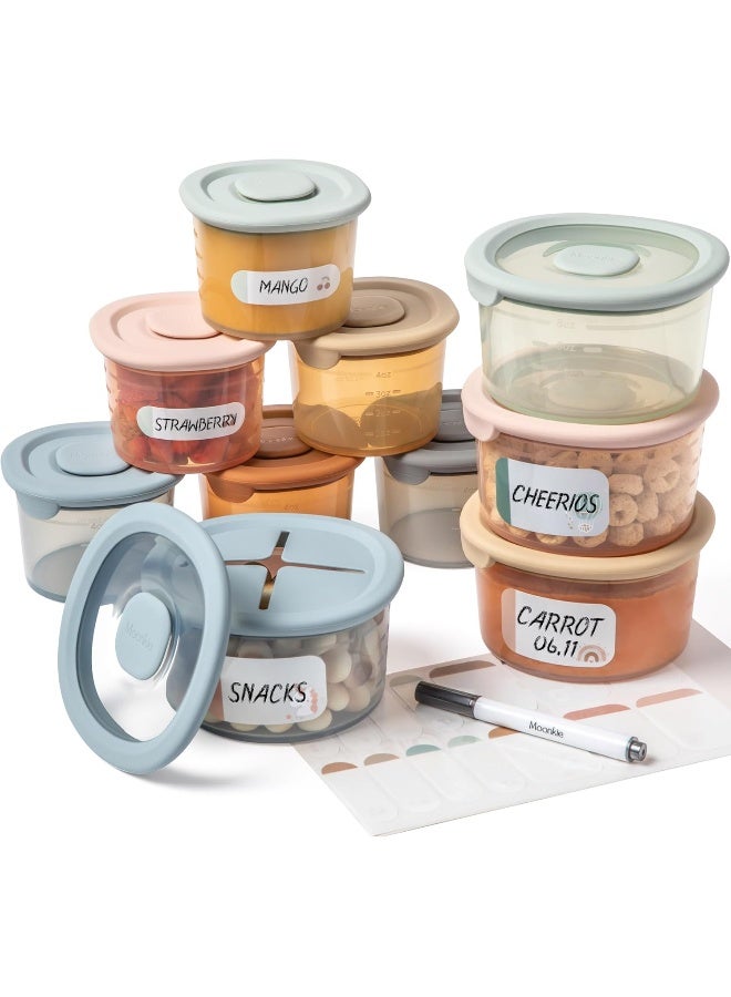 Moonkie Silicone Baby Food Containers | 8oz/4 oz Baby Food Storage Jars with Airtight Lids and A Snack Cup Lid | Freezer,Microwave and Dishwasher Safe, Reusable Baby Food Jars for Infant & Toddler - Image 1