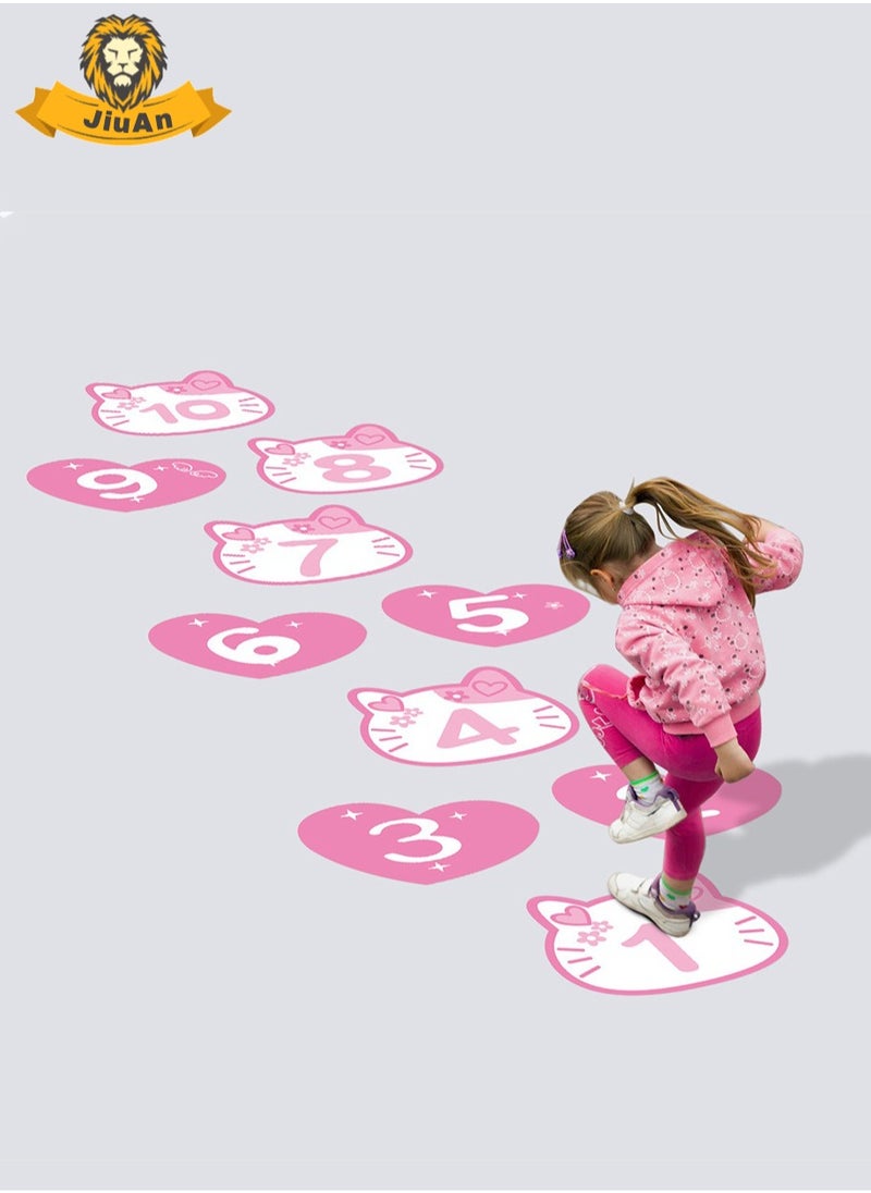 JiuAn 10 Number Footprint Floor Sticker Puzzle Games Number Hopscotch Sticker Floor Decals Lattice Floor Sticker For Kids  - Image 1
