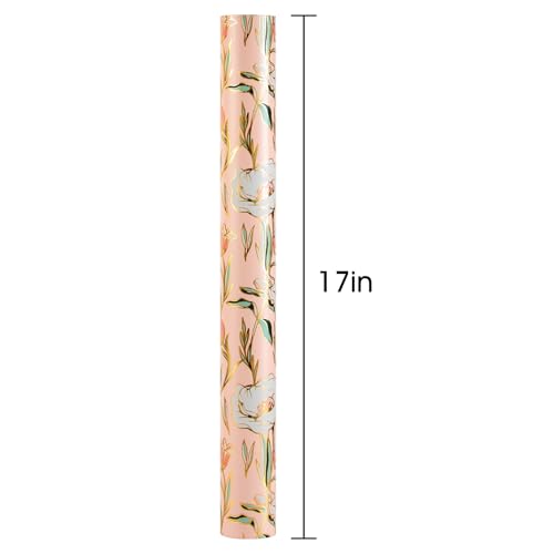 Merture Floral Wrapping Paper Roll 17 In X 328 Ft 1 Roll 465 sqftttl Pink Wedding Wrapping Paper Gift Wrap paper for Wedding Bridal ShowerValentines Day Mothers Day Birthday Christmas - Image 3