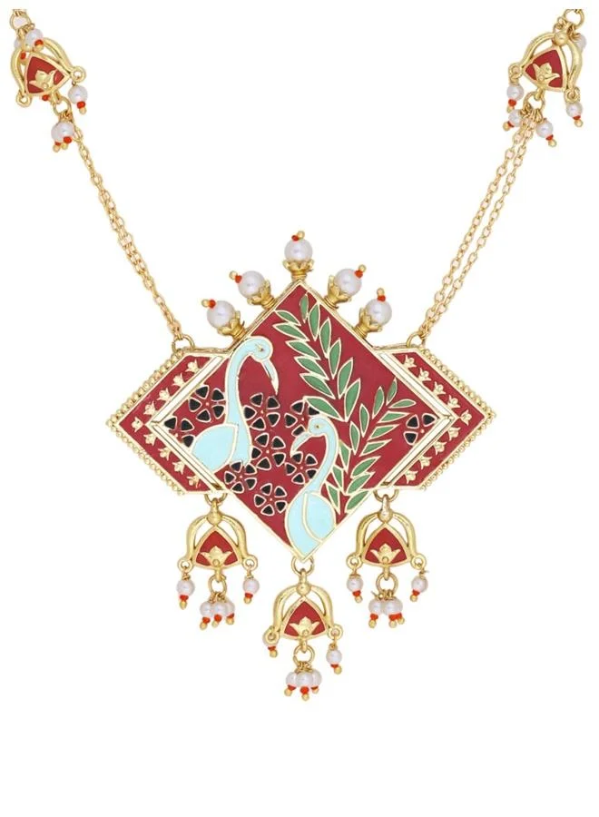 VOYLLA Tahira Glorious Red Peacock Necklace