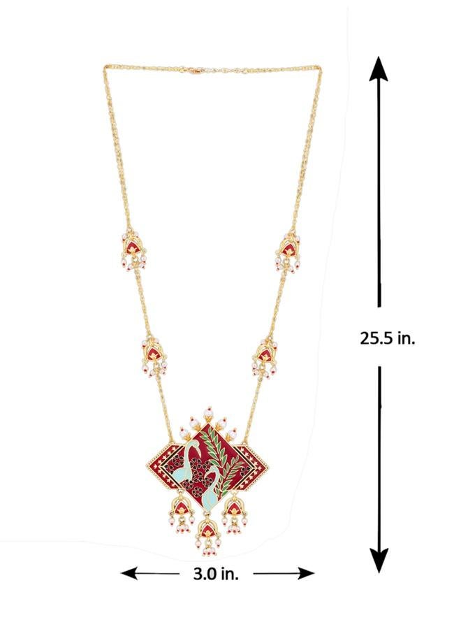 VOYLLA Tahira Glorious Red Peacock Necklace - Image 5