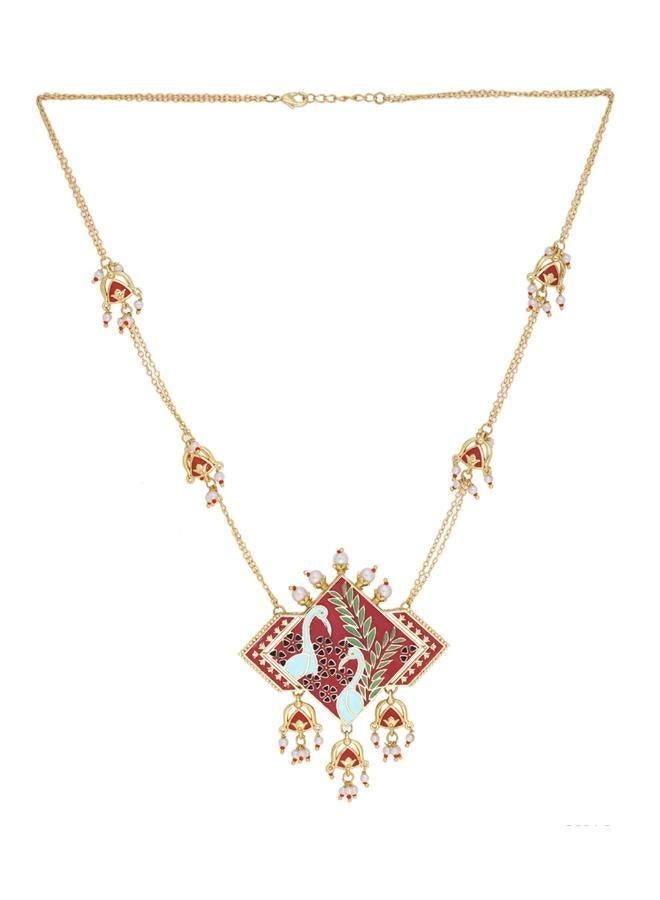 VOYLLA Tahira Glorious Red Peacock Necklace - Image 3