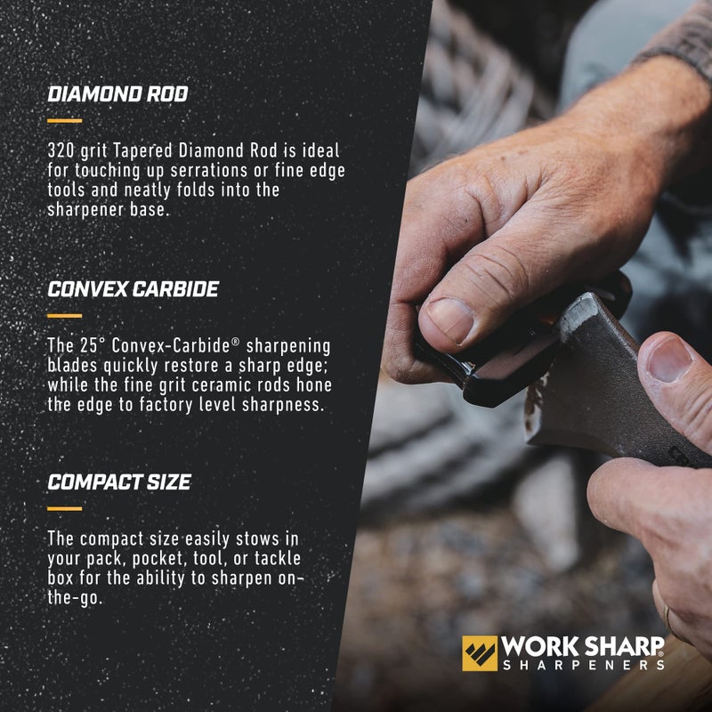 Work Sharp مبراة سكاكين وورك شارب كومباكت بيفوت بلس، مبراة سكاكين جيب ومبراة خطاف سمك - Image 5