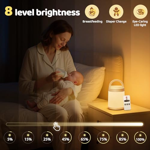 One Fire Night Light for Kids,10 Colors+8 Dimmable Baby Night Lights for Nursery Lamp,Portable+Remote+Touch Nightlight for Kids Room,1800mAh Rechargeable night light for Breastfeeding,Red Toddler Night Light - Image 4