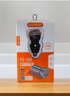 Start 3A Fast Dual USB Car Charger  Set with Type-C Cable 