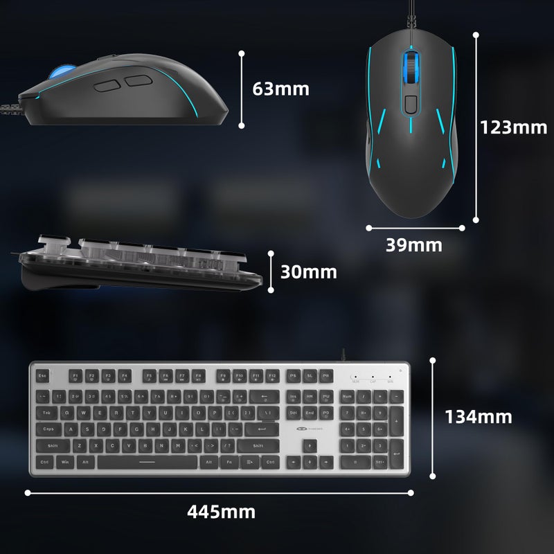 Camiysn Gaming Creamy Keyboard and Mouse, Black 104 Keys RGB and 6 Speed RGB Mouse Combo, Pudding Keycaps Silent Computer Keyboard for Computer/PC/Laptop/Mac/Windows/Office - Image 4