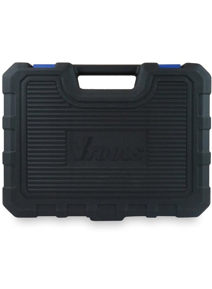 في تولز مفك مثقاب لاسلكي 42 في 1 12 فولت مزدوج السرعة مع بطاريتين ليثيوم أيون، عزم دوران 28 نانومتر يأتي مع لقم تقطيع شريط مطرقة البطلينوس ومستوى الروح ومقبض - Image 2