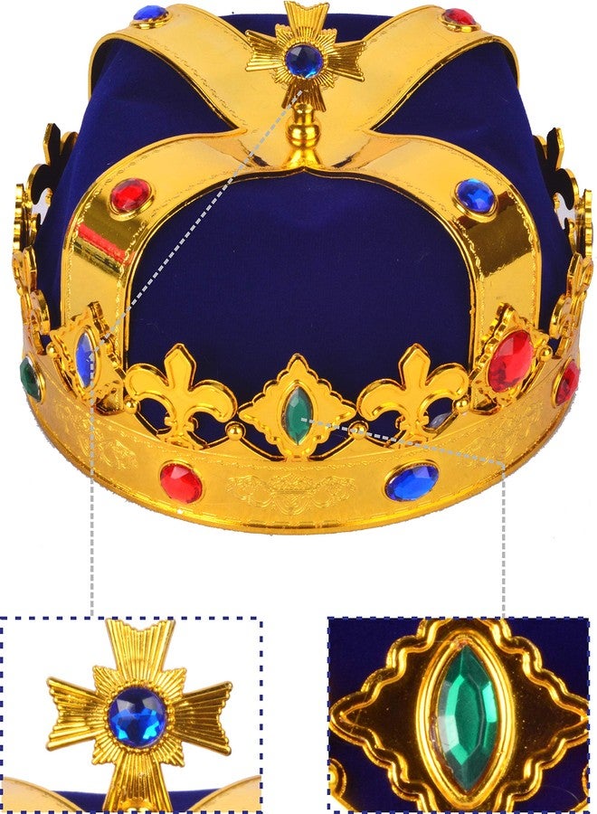 MEANT2TOBE King Crown, Sash, and Pin for Birthday Party - Royal Gold & Blue Metal Crown, Sash, and Pin Decorations for Men and Boys - Image 2