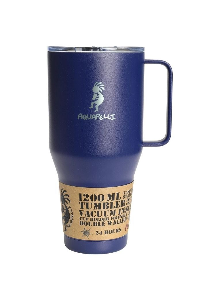 اكوابيلي كوب أكوابيلي المعزول المصنوع من الفولاذ المقاوم للصدأ بمقبض - أزرق - Image 2