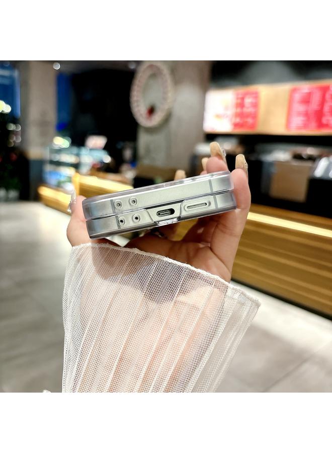 اس-توب جراب لهاتف Samsung Galaxy Z Flip5 5G بنمط ريشة الفهد جراب هاتف مدمج مع سوار - Image 4