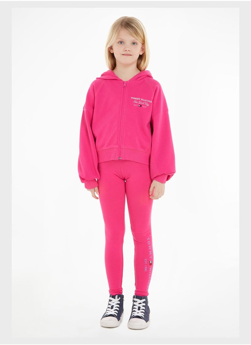 TOMMY HILFIGER - Youth Script Zip Through Hoodie - Image 1